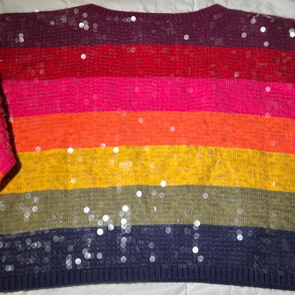Farm Rio Rainbow Stripe Sequin Sweater - Picture 3 of 6
